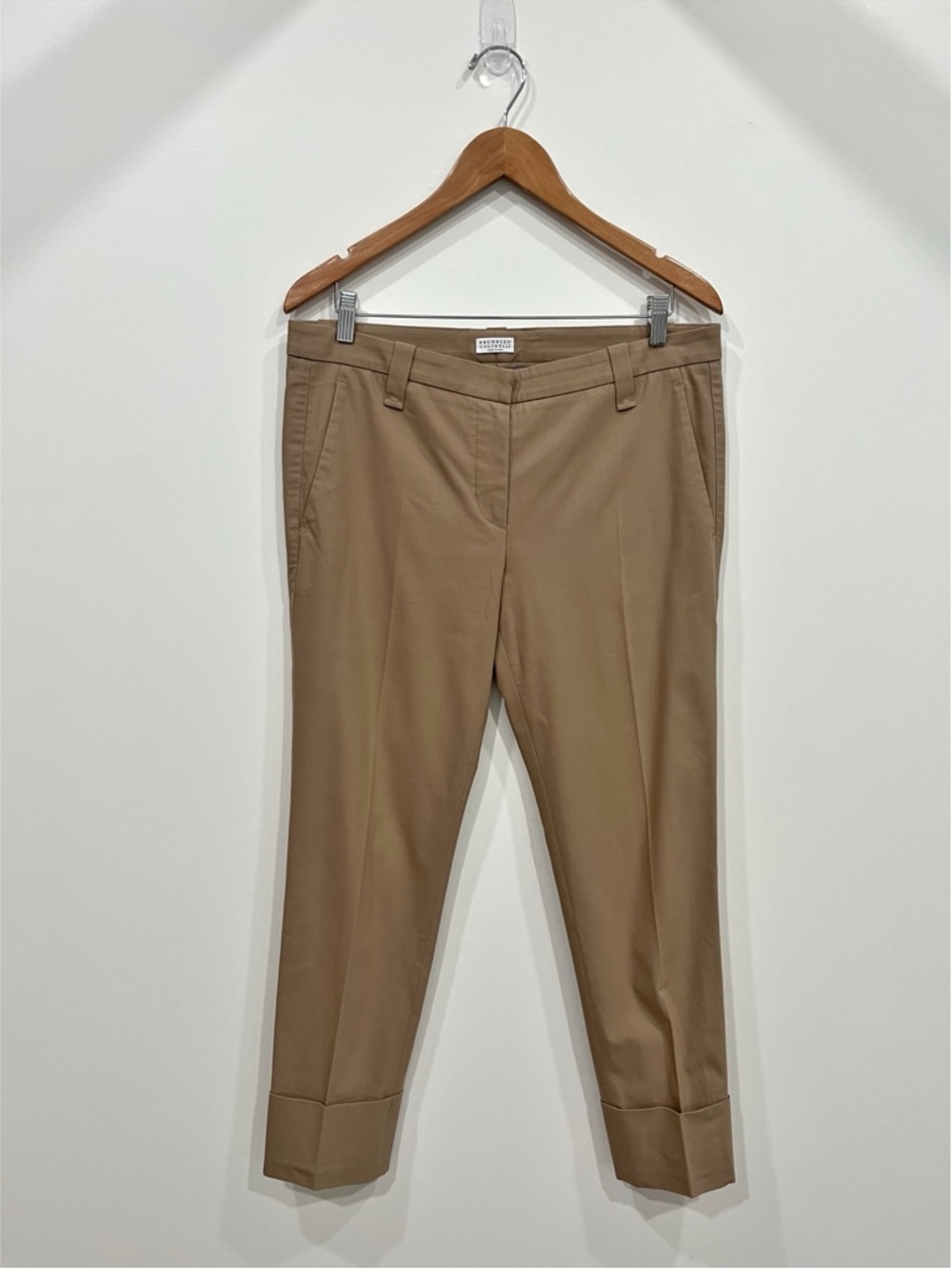 Brunello Cucinelli Cuffed Brown Cotton Twill Trousers